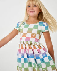 Ombre Cheery Checks Skater Dress