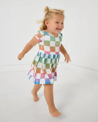 Ombre Cheery Checks Skater Dress with Bodysuit