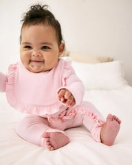 Prima Pink Ribbed Ruffle Bib