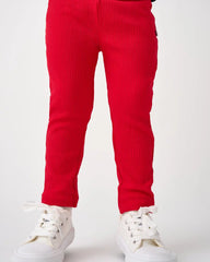Candy Red Ribbed Legging