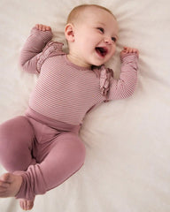 Rosewood Stripe Flutter Bodysuit