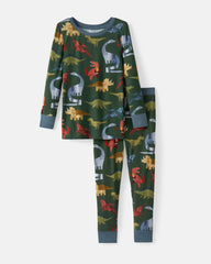 Roar & Explore Green Two-Piece Pajama Set