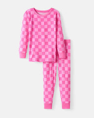 Sweet Raspberry Checks Two-Piece Pajama Set