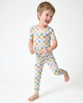 Check Mates Two-Piece Short Sleeve Pajama Set