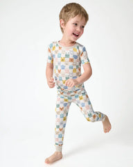 Check Mates Two-Piece Short Sleeve Pajama Set