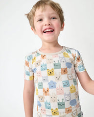 Check Mates Two-Piece Short Sleeve Pajama Set