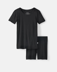 Black Two-Piece Short Sleeve & Shorts Pajama Set
