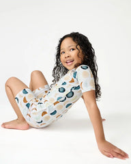 Luna Neutral Two-Piece Short Sleeve & Shorts Pajama Set