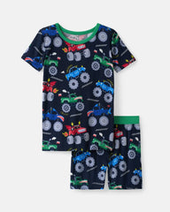 Monster Truck Madness Two-Piece Short Sleeve & Shorts Pajama Set