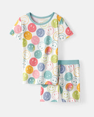 Positive Vibes Two-Piece Short Sleeve & Shorts Pajama Set