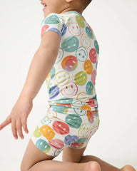 Positive Vibes Two-Piece Short Sleeve & Shorts Pajama Set