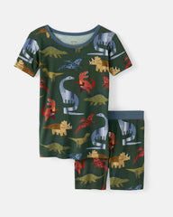 Roar & Explore Green Two-Piece Short Sleeve & Shorts Pajama Set
