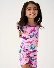 Roar & Explore Pink Two-Piece Short Sleeve & Shorts Pajama Set