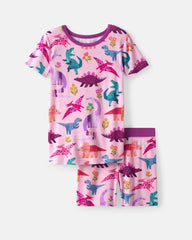 Roar & Explore Pink Two-Piece Short Sleeve & Shorts Pajama Set