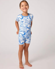 Azure Garden Two-Piece Short Sleeve & Shorts Pajama Set