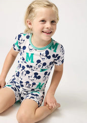 Disney Varsity Mickey Mouse Two-Piece Short Sleeve & Shorts Pajama Set