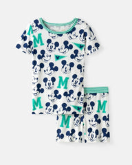 Disney Varsity Mickey Mouse Two-Piece Short Sleeve & Shorts Pajama Set