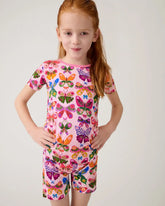 Flutter Garden Two-Piece Short Sleeve & Shorts Pajama Set