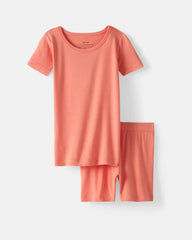 Sweet Papaya Two-Piece Short Sleeve & Shorts Pajama Set
