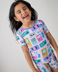 Purple Game On Two-Piece Short Sleeve & Shorts Pajama Set