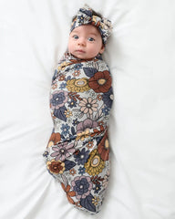 Wildwood Floral Swaddle & Luxe Bow Headband Set
