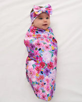 Sweet Sprigs Swaddle & Luxe Bow Headband Set