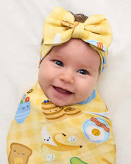Breakfast Bunch Swaddle & Luxe Bow Headband Set