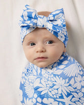 Azure Garden Swaddle & Luxe Bow Headband Set