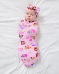 Team Spirit Pink Swaddle & Luxe Bow Headband Set