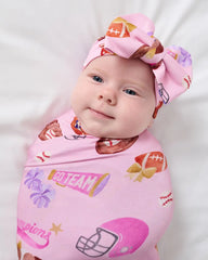Team Spirit Pink Swaddle & Luxe Bow Headband Set
