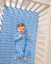Blue Rainbows Fitted Crib Sheet