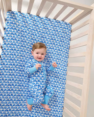 Blue Rainbows Fitted Crib Sheet
