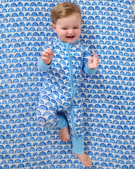 Blue Rainbows Fitted Crib Sheet