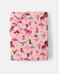 Pink Rancher Roundup Fitted Crib Sheet