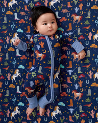 Blue Rancher Roundup Fitted Crib Sheet