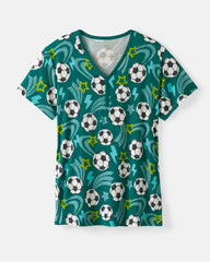 Soccer Stars Women's Short Sleeve Pajama Top