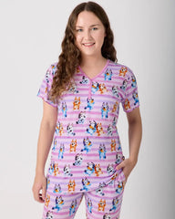 Bluey Dance All Day Pink Women's Short Sleeve Pajama Top