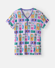 Purple Game On Women's Short Sleeve Pajama Top