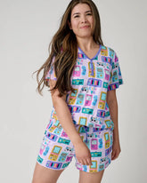 Purple Game On Women's Short Sleeve Pajama Top