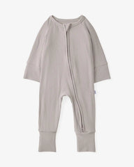 Dove Gray Ribbed Zippy