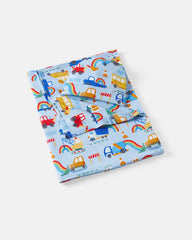 Rainbow Trucks Swaddle & Beanie Set