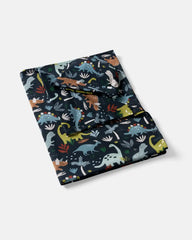 Navy Jurassic Jungle Swaddle & Beanie Set