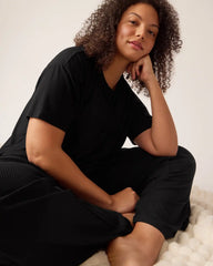 Black Women's Ribbed Boxy Tee