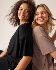 Hazy Brown Women's Ribbed Boxy Tee