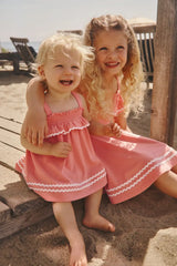 Beach Coral Smocked Top with Bloomer