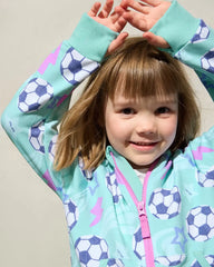 Aqua Soccer Stars Zip Hoodie
