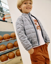 Heather Gray Quilted Track Jacket