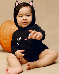 Black Cat Hoodie Romper
