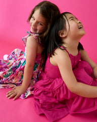 Pink Punch Open Back Tiered Dress
