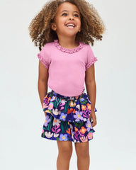 Blush Orchid Ribbed Ruffle Tee